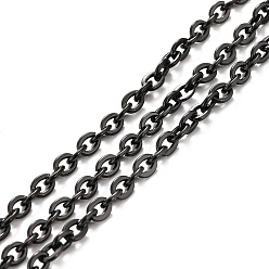Electrophoresis Black Vacuum Plating 304 Stainless Steel Cable Chains, Oval, Unwelded, with Spool, Electrophoresis Black, 5x4x0.5mm, about 32.81 Feet(10m)/Roll