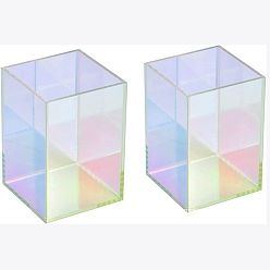 Colorful Acrylic Pen Holder, Cosmetic Brush Storage Container, Cuboid, Colorful, 75x75x3x112mm, 2pcs/set