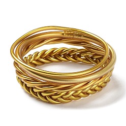 Gold 4Pcs 4 Style Plastic Cord Braided Stretch Bracelets Set, Gold, Inner Diameter: 2-1/2 inch(6.2~6.5cm), 1Pc/style