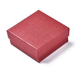 Brique Rouge Boîtes à bijoux en carton, Pour la bague, boucle, Collier, avec une éponge à l'intérieur, carrée, firebrick, 7.4x7.4x3.2 cm