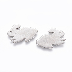 Stainless Steel Color 201 Stainless Steel Bunny Charms, Rabbit, Stainless Steel Color, 11.5x16x0.7mm, Hole: 1mm