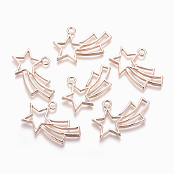 Rose Gold Rack Plating Alloy Open Back Bezel Pendants, For DIY UV Resin, Epoxy Resin, Pressed Flower Jewelry, Cadmium Free & Nickel Free & Lead Free, Meteor, Rose Gold, 23x35x2.5mm, Hole: 3mm