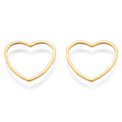 Golden 201 Stainless Steel Linking Rings, Heart, Golden, 14.5x16x1mm, Inner Diameter: 11.5x14mm