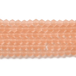 Saumon Clair Imitez des brins de perles de verre dépoli en cristal autrichien, AA grade, toupie avec facettes, saumon clair, 3x2.5mm, Trou: 0.7mm, Environ 162~185 pcs/chapelet, 13.15~14.61 pouce (33.4~37.1 cm)