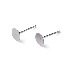Stainless Steel Color 316 Surgical Stainless Steel Flat Round Blank Peg Stud Earring Settings, Stainless Steel Color, Tray: 6mm, 12x6mm, Pin: 0.8mm