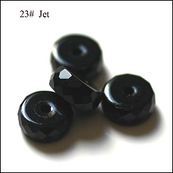 Black Imitation Austrian Crystal Beads, Grade AAA, Faceted, Flat Round, Black, 8x3.5mm, Hole: 0.9~1mm