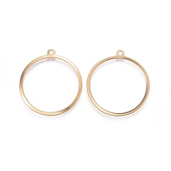 Golden 201 Stainless Steel Pendants, Ring, Golden, 27~27.5x25x0.7~1mm, Hole: 1.4mm