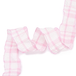 Pink 20 yardas de cinta de poliéster con volantes, cinta de tartán plisada para boda, regalo, decoración de fiesta, rosa, 1-1/2 pulgada (38 mm), aproximadamente 20.00 yardas (18.29 m) / rollo