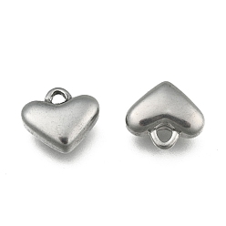 Stainless Steel Color 201 Stainless Steel Pendants, Puffed Heart Charms, Stainless Steel Color, 12x11x5mm, Hole: 2mm