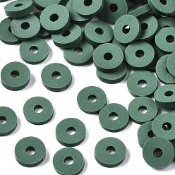 Sea Green Eco-Friendly Handmade Polymer Clay Beads, Disc/Flat Round, Heishi Beads, Sea Green, 6x1mm, Hole: 2mm, about 23500pcs/1000g