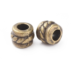 Bronze Antique Alliage de perles d'entretoise de style tibétain, colonne, bronze antique, sans plomb et sans cadmium, 5x4 mm, Trou: 2.2mm