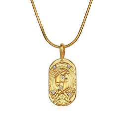 Pisces Constellations Cubic Zirconia Pendant Necklace, with Golden Stainless Steel Round Snake Chains, Pisces, 17.72 inch(45cm)