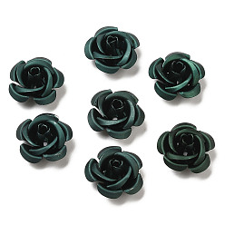 Vert Foncé Perles en aluminium, oxydation, rose, vert foncé, 15x15x9mm, Trou: 1.4mm