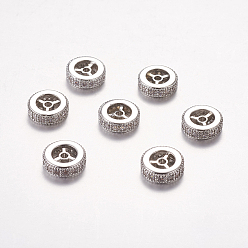 Platino Latón perlas de circonio cúbico, Rondana plana, Platino, 10x3 mm, agujero: 1 mm