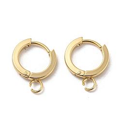 Real 24K Gold Plated 201 Stainless Steel Huggie Hoop Earrings Findings, with Vertical Loop, with 316 Surgical Stainless Steel Earring Pins, Ring, Real 24K Gold Plated, 13x2mm, Hole: 2.7mm, Pin: 1mm
