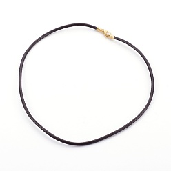 Кокосово-Коричневый Кожаный шнур ожерелье решений, с 304 из нержавеющей стали Lobster Claw застежками, золотые, кокосового коричневый, 18.4 дюйм (46.8 см), 3 мм