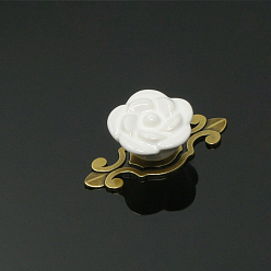 White Rose Ceramics Alloy Cabinet Door Knobs, Kitchen Drawer Pulls Cabinet Handles, with Iron Screws, White, 73x37x22mm