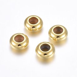 Golden 201 Stainless Steel Beads, with Rubber Inside, Slider Beads, Stopper Beads, Rondelle, Golden, 6x3mm, Hole: 2.7mm, Rubber Hole: 1.5mm