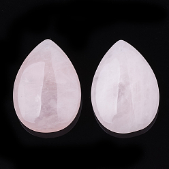 Cuarzo Rosa Natural aumentó colgante cuarzo, lágrima, 34~35.5x24~25x9 mm, agujero: 1 mm