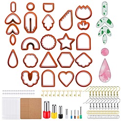 Indian Red DIY Earring Making Finding Kits, Including Polymer Clay Cutters, Ear Nuts, Metal Earring Hooks & Jump Rings, OPP Bags, Earring Display Card, Indian Red, Packaging: 15.3x10.5x4.1cm, 142pcs/set