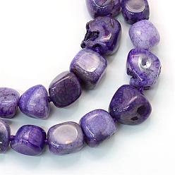 Dark Violet Nuggets Natural Dyed Agate Graduated Beads Strands, Tumbled Stone, Dark Violet, 13~25x12~23x7~23mm, Hole: 2.5mm, about 23~27pcs/strand, 15.7 inch