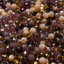 Purple Glass Beads, Faceted, Rondelle, Purple, 4x3mm, Hole: 0.4mm, about 6800pcs/500g