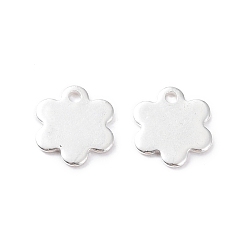 Silver 201 Stainless Steel Charms, Flower, Silver, 10x10x1mm, Hole: 1.6mm