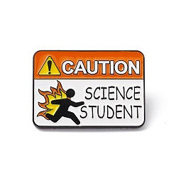 Dark Orange Rectangle with Word Aolly Brooch, Caution Science Student Word Badge for Backpack Clothes, Dark Orange, 21.5x30x1.8mm, Pin: 1.2mm