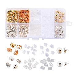 Mixed Color Jewelry Findings Sets, Ear Nuts/Earring Backs  Sets, Mixed Color, 3~5x2.5~6mm, Hole: 0.3~1mm, 740pcs/box