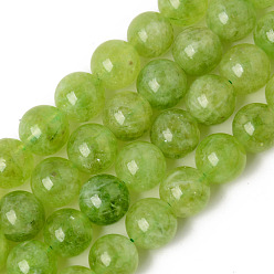Желто-Зеленый Природного кварца нитей бисера, окрашенная и подогревом, имитация оливин, круглые, желто-зеленый, 10~10.5 мм, отверстие : 1.2 мм, около 39 шт / нитка, 15.35 дюйм (39 см)