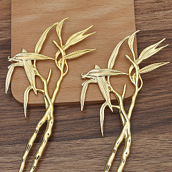 Golden Alloy Bamboo Hair Sticks for Enamel, Long-Lasting Plated Hair Accessories for Women, Golden, 202x69mm