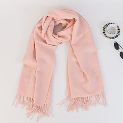 Розовый Женский длинный клетчатый шарф из полиэстера с имитацией кашемира и кисточками, зима/осень теплые большие мягкие шали в шотландскую клетку, туманная роза, 2000x650 мм