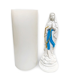 White Virgin Mary Religion Theme DIY Silicone Candle Molds, for Scented Candle Making, Old Lace, 6.7x6.7x15.1cm