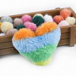 Colorful Imitation Fur Pom Pom Balls, for DIY Keychain Bag Making Accessories, Heart, Colorful, 10x8cm