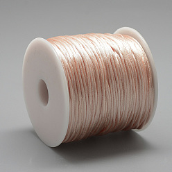 Персиковый Слойка Нейлоновая нить, гремучий атласный шнур, розовые, около 1 мм, около 76.55 ярдов (70 м) / рулон