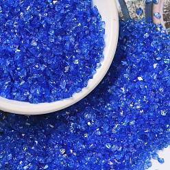 Azul Artesanía de vidrio triturado electrochapado transparente, color de ab chapado, virutas de vidrio irregulares, para decoración de uñas, relleno de jarrón diy, azul, 1.5~2x1.5~2 mm