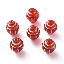 Red Plating Acrylic Beads, Metal Enlaced, Barrel, Red, 15x12mm, Hole: 1.8mm, about 455pcs/500g