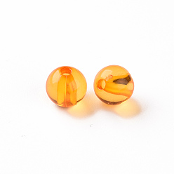 Orange Transparent Acrylic Beads, Round, Orange, 8x7mm, Hole: 2mm, about 1745pcs/500g