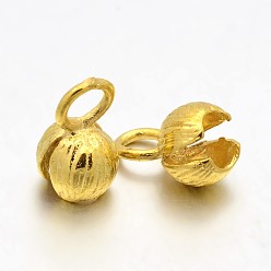 Golden Brass Bead Tips, Golden, 11x6mm, Hole: 3mm, Inner Diameter: 3mm