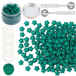 Green CRASPIRE Sealing Wax Particles Kits for Retro Seal Stamp, with Stainless Steel Spoon, Candle, Plastic Empty Containers, Green, 9mm, 200pcs