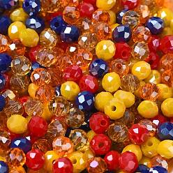 Gold Glass Beads, Faceted, Rondelle, Gold, 4x3mm, Hole: 0.4mm, about 6800pcs/500g