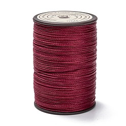 Brique Rouge Ficelle ronde en fil de polyester ciré, cordon micro macramé, cordon torsadé, pour la couture de cuir, firebrick, 0.55mm, environ 131.23 yards (120m)/rouleau