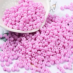 Perlas de Color Rosa Hornear bolas de semillas de vidrio de pintura, rondo, rosa perla, 4x3 mm, agujero: 1.2 mm, sobre 7650 unidades / libra