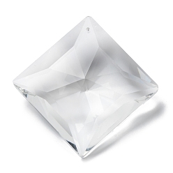 Clair Pendentifs en verre transparent, facette, losange, pour pendentifs suspendus en cristal lustre, clair, 69x69x22mm, Trou: 1.8mm