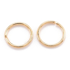 Настоящее золото 18K Латунные кольца прыжок открыт, долговечный, круглые кольца, реальный 18 k позолоченный, 21 датчик, 7x0.7 мм, внутренний диаметр: 5.6 мм
