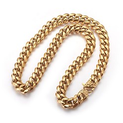 Golden 201 Stainless Steel Curb Chain Necklaces, Golden, 24.09 inch(61.2cm), 14mm