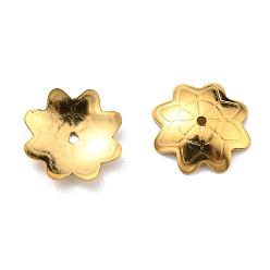 Real 18K Gold Plated 304 Stainless Steel Bead Caps, Multi-Petal, Flower, Real 18K Gold Plated, 10x2mm, Hole: 0.9mm