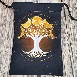 Tree of Life Printed Velvet Tarot Card Storage Drawstring Pouches, Rectangle, for Witchcraft Articles Storage, Tree of Life, 18x13.5cm