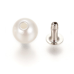 Blanc ABS rivets en plastique imitation rivets, avec les accessoires en fer, blanc, 6 mm, accessoire: 4x5 mm