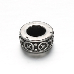 Antique Silver 304 Stainless Steel Spacer Beads, Column, Antique Silver, 10x4.5mm, Hole: 5mm
